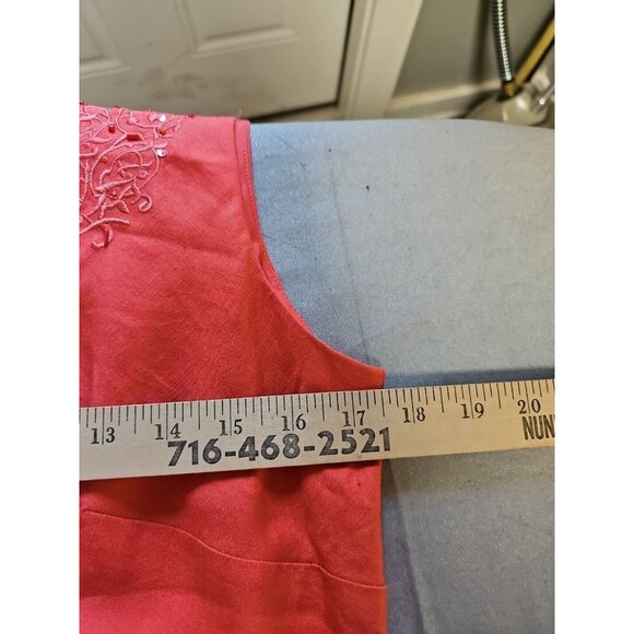 NWT Coldwater Creek Sz 12 Linen Blend Sleeveless Orange V-Neck Beaded Maxi Dress - Picture 7 of 9